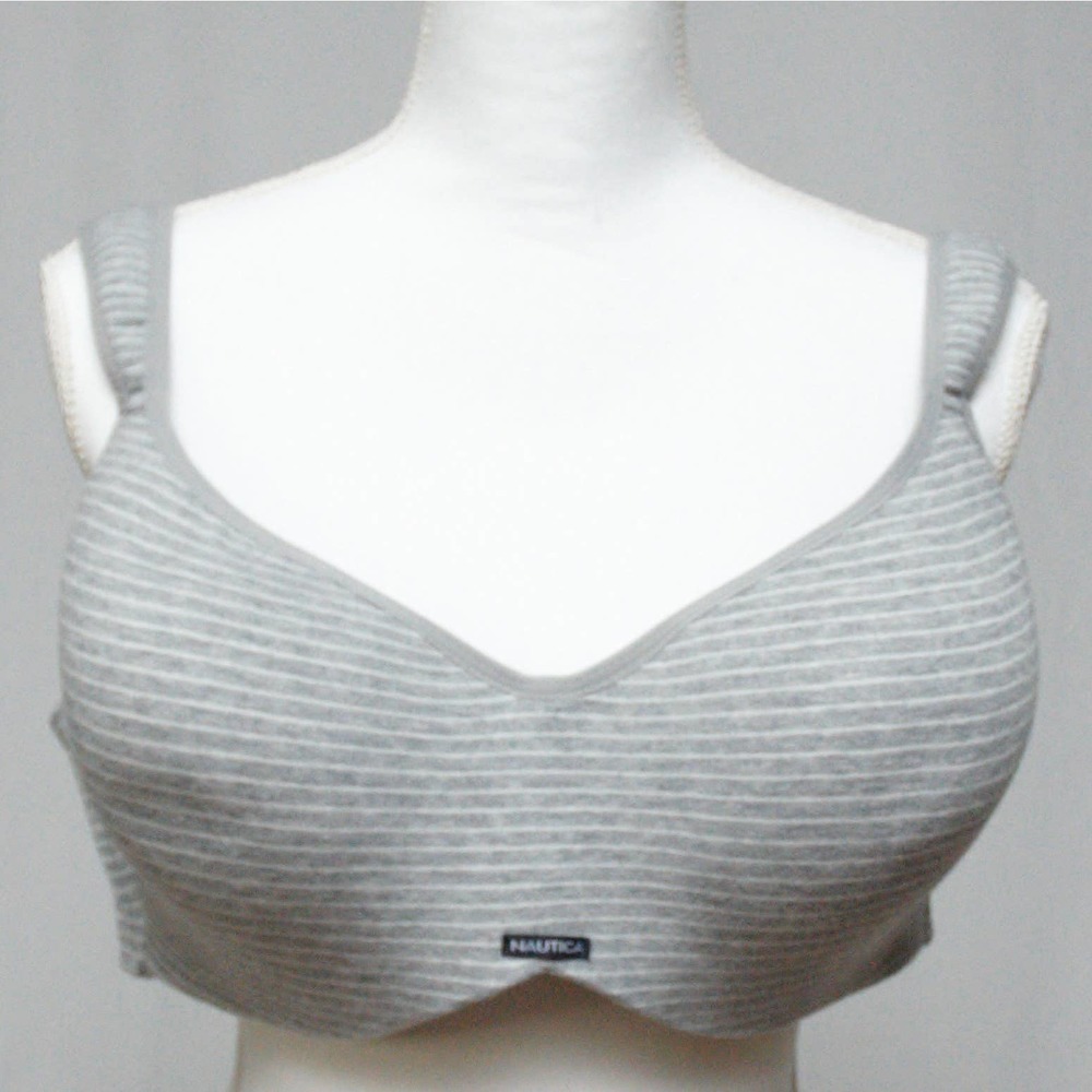 Nautica Intimates 42d Gray & White Striped Bra